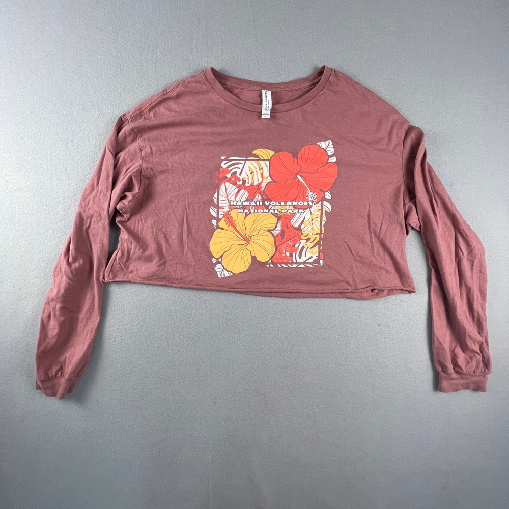 Hawaii Crop Top Womens Large Mauve Volcanoes National‎ Park Graphic